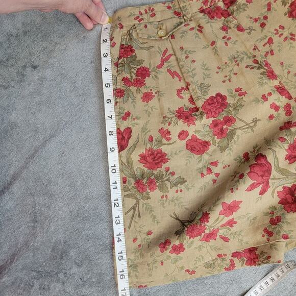 Ralph Lauren Floral Linen Shorts Women’s 10 High Rise Pleated Vintage Boho - Picture 6 of 10
